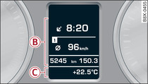 Kombiinstrument: Display bei Fahrzeugen ohne Multifunktionslenkrad*